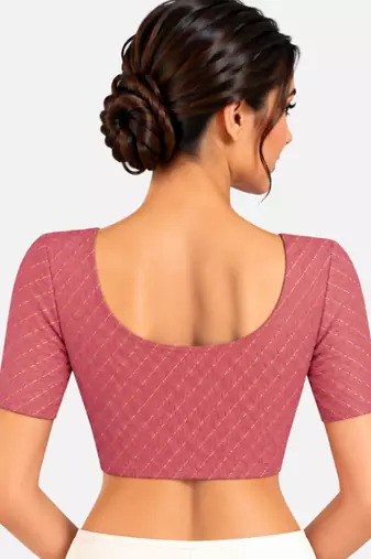 Gajri cotton spandex golden woven zari design stretchable readymade saree blouse