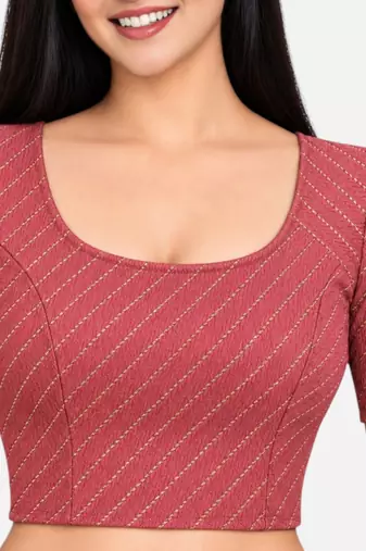 Gajri cotton spandex golden woven zari design stretchable readymade saree blouse