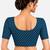 Teal blue cotton spandex golden woven zari design stretchable readymade saree blouse