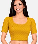 Mango cotton spandex golden woven zari design stretchable readymade saree blouse