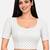 White cotton spandex silver woven zari design stretchable readymade saree blouse