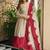 Trending beige fancy lared anarkali suit set with cutwork scallop border & dupatta set