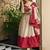Trending beige fancy lared anarkali suit set with cutwork scallop border & dupatta set