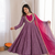 Lavender embroidered anarkali kurta pant set with rani pink dupatta