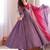 Lavender embroidered anarkali kurta pant set with rani pink dupatta