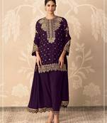 Wine heavy georgette embroidered suit set