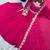 Rani pink heavy embroidered flared anarkali suit with pant and dupatta set