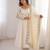 White heavy embroidered flared anarkali suit with pant and dupatta set