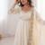 White heavy embroidered flared anarkali suit with pant and dupatta set