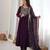 Heavy fox georgette embroidery sequence and jari work wine readymade ethnic gown