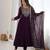 Heavy fox georgette embroidery sequence and jari work wine readymade ethnic gown