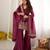 Heavy crunchy silk blend  embroidery sequence and jari work burgandy readymade salwar suit