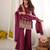 Heavy crunchy silk blend  embroidery sequence and jari work burgandy readymade salwar suit