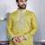 Yellow embroidered silk straight men kurta