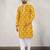 Yellow cotton silk embroidered straight men kurta