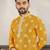 Yellow cotton silk embroidered straight men kurta