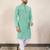Sea green silk embroidered straight men kurta