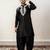 Black embroidered satin silk straight men kurta