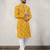 Yellow cotton silk embroidered straight men kurta