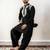 Black embroidered satin silk straight men kurta