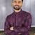 Purple silk sequence embroidered men kurta
