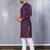Purple silk sequence embroidered men kurta