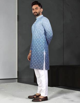 Multi color digital printed straight men kurta 3