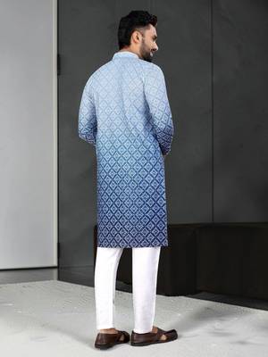 Multi color digital printed straight men kurta 4
