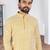 Yellow chikankari embroidered art silk straight men kurta