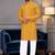 Yellow bandhej printed straight men kurta with foil work