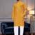 Yellow bandhej printed straight men kurta with foil work