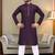 Purple solid linen silk straight men kurta