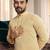Yellow chikankari embroidered art silk straight men kurta