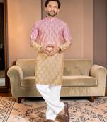 Multi color digital printed straight men kurta
