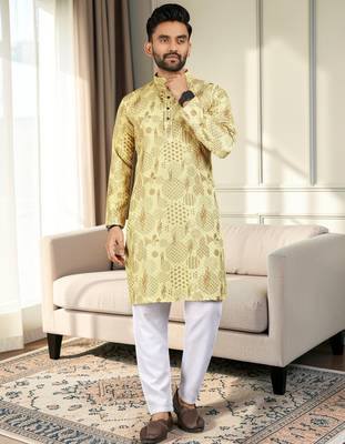 Multi color digital printed straight men kurta 1