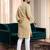 Yellow chikankari embroidered art silk straight men kurta