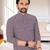 Purple chikankari embroidered art silk straight men kurta