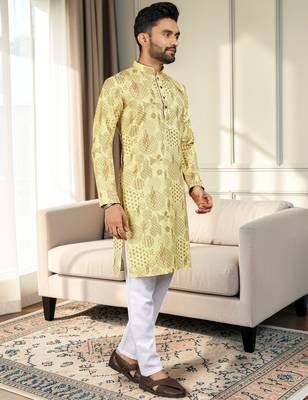 Multi color digital printed straight men kurta 5