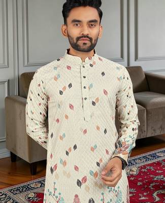 Multi color digital printed straight men kurta 2