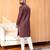Maroon striped woven cotton straight men kurta