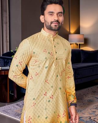 Multi color digital printed straight men kurta 2