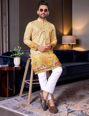 Multi color digital printed straight men kurta 3