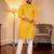 Yellow embroidered straight men kurta