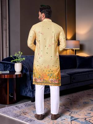 Multi color digital printed straight men kurta 5