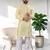 Yellow silk embroidered straight men kurta