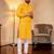 Yellow embroidered straight men kurta