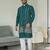 Blue silk embroidered indo-western men kurta