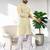 Yellow silk embroidered straight men kurta