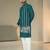 Blue silk embroidered indo-western men kurta