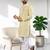 Yellow silk embroidered straight men kurta